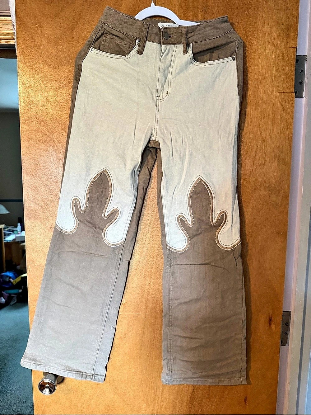 12th Tribe High Noon Two Tone Western Pants in Gray & Brown